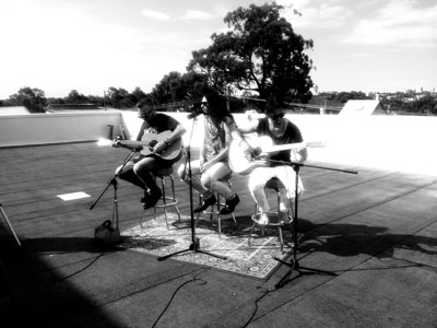recording band, Marlow on an outdoor rooftop space